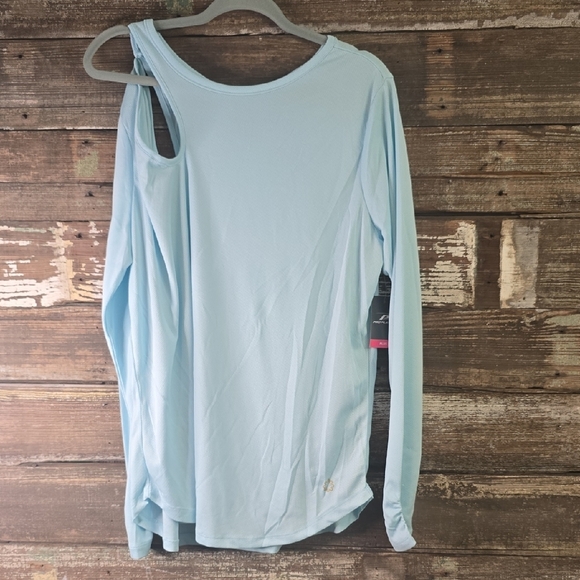 Pro Player Blue Asymmetrical Cut Out Long Sleeve Blouse, Size 2X, NWT - Picture 1 of 4